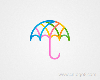 彩色雨伞标志设计